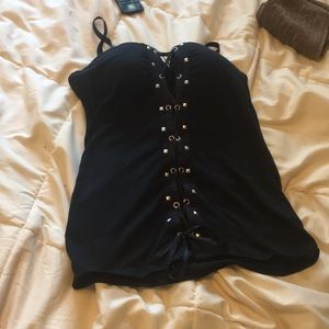 Black corset front tank